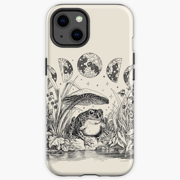 Cute Cottagecore Aesthetic Frog Mushroom Moon Witchy Vintage - Dark Academia Goblincore Witchcraft Froggy - Emo Grunge Nature Fantasy - Fairycore Toad Toadstool Pond iPhone Tough Case