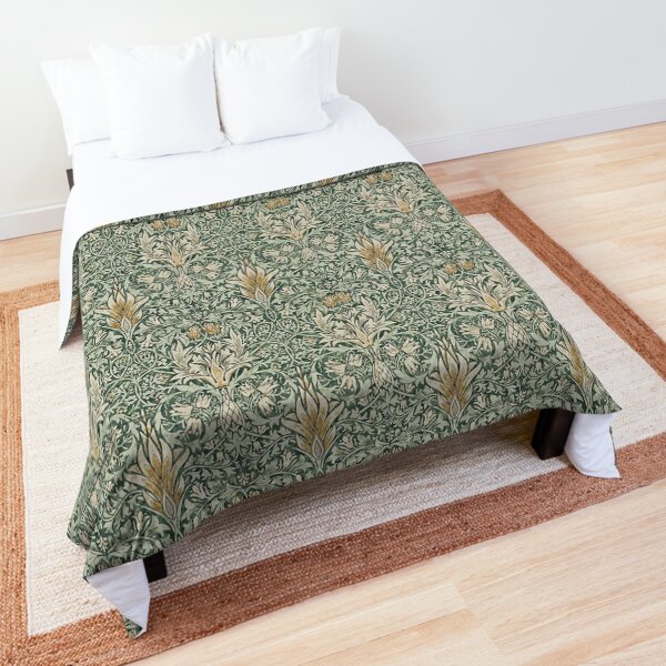 William Morris Snakeshead Forest Thyme Green Pattern Comforter
