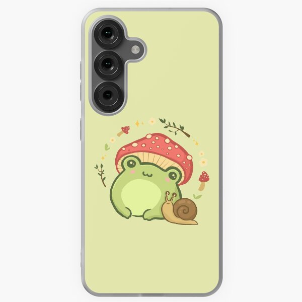 Item preview, Cute Kawaii Frog with Toadstool Mushroom Hat and Snail: Cottagecore Aesthetic Love designed and sold by MinistryOfFrogs.