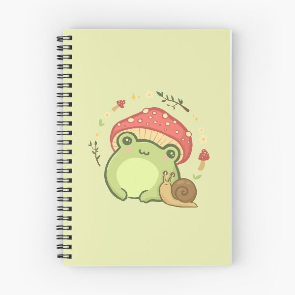 Item preview, Cute Kawaii Frog with Toadstool Mushroom Hat and Snail: Cottagecore Aesthetic Love designed and sold by MinistryOfFrogs.