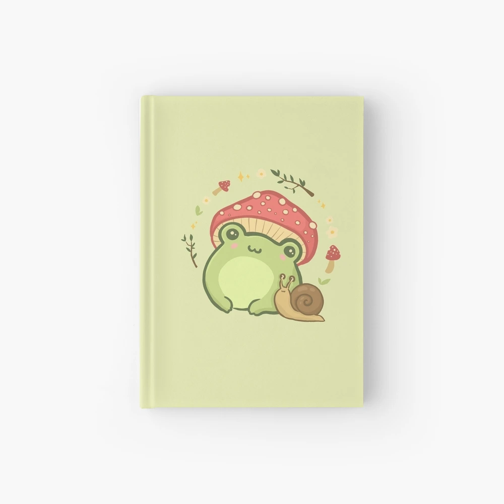 Cute Kawaii Frog with Toadstool Mushroom Hat and Snail