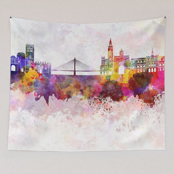 Item preview, Badajoz skyline in watercolor background designed and sold by paulrommer.