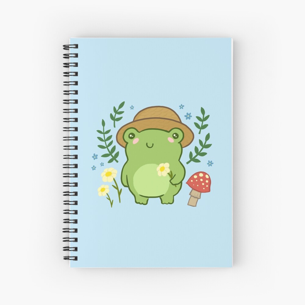 Cute Frog With Hat Mushroom Kawaii Aesthetic Cottagecore Spiral Notebook By Ministryoffrogs