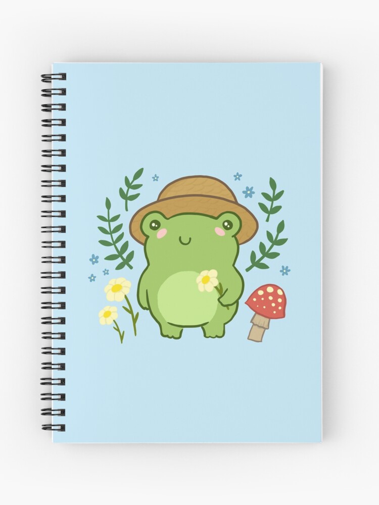 Notebook: Cute Frog With Mushroom Hat | Medium Lined Journal | Forest Green  Illustrated Cottagecore Aesthetic Diary