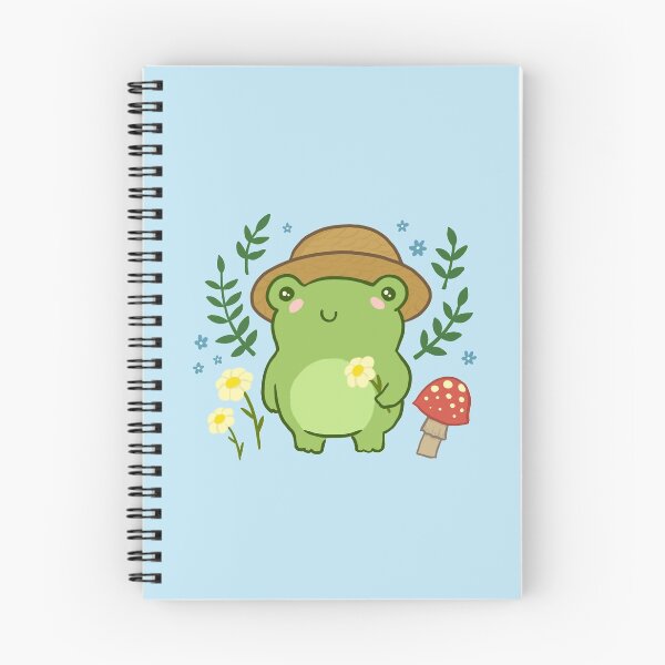 Item preview, Kawaii Aesthetic Green Frog with Gardener Hat: Funny Cottagecore Froggy, Nature Illustration with Mushroom Flower Blossoms designed and sold by MinistryOfFrogs.