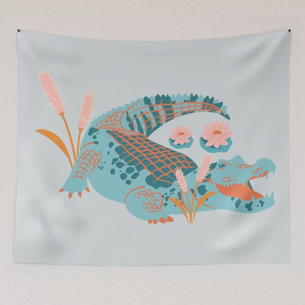 Item preview, Colorful Jungle - alligator and crocodile in swamp designed and sold by Verubi.