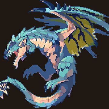 Artwork thumbnail, Huntable blue dragon monster by paperfinch