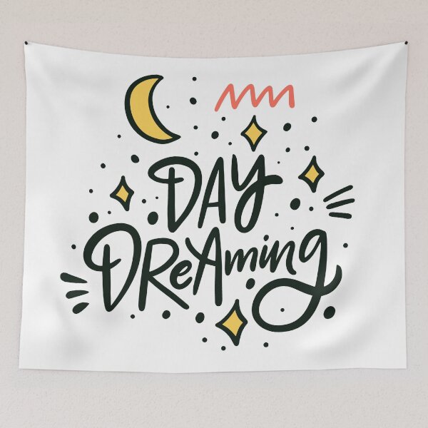 Item preview, Day Dreaming Hand Drawn Colorful Lettering Phrase Modern Calligraphy Vector Illustration designed and sold by Peekonet.