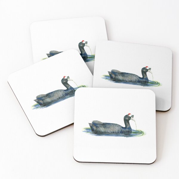 Item preview, Watercolor red knobbed coot bird wearing Rayban sunglasses designed and sold by CarolineJordaan.