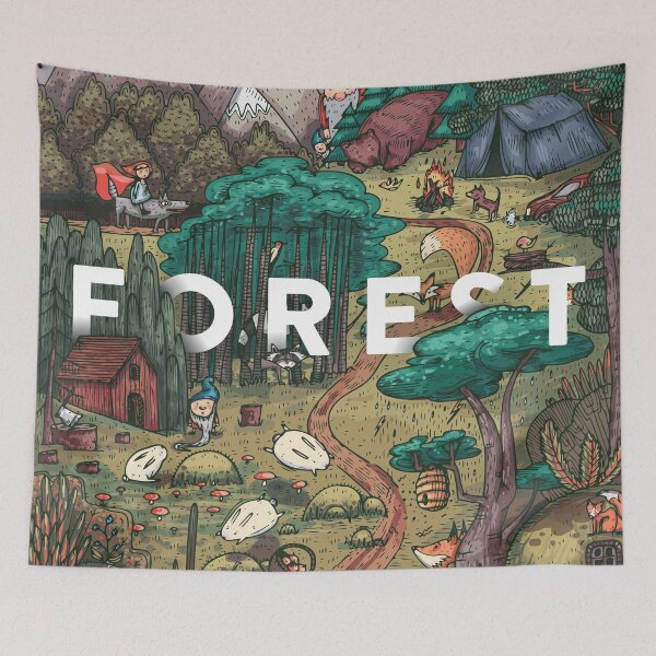 Item preview, Detailed Colorful Vector Illustration Secret Life Fairy Tale Forest With Animals Birds Plants Fantasy Creatures designed and sold by Peekonet.