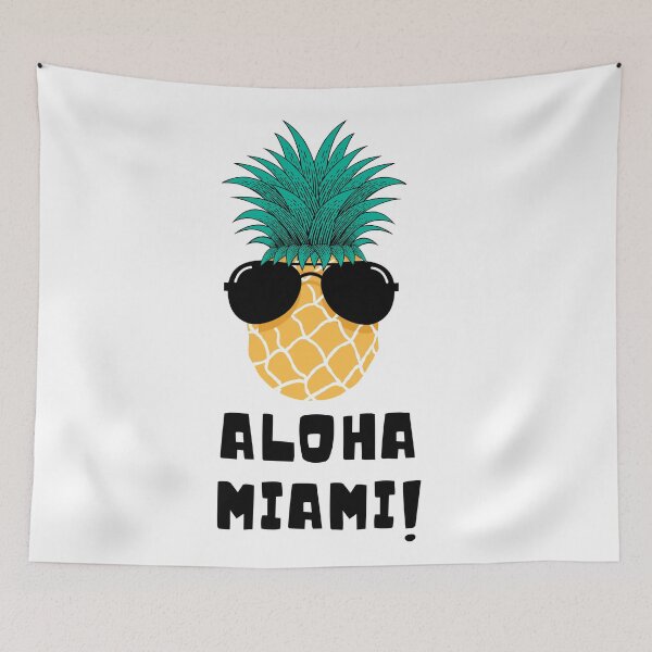 Item preview, Hawaiian Pineapple Wearing Sun Glassess Saying Aloha Miami designed and sold by catchyology.
