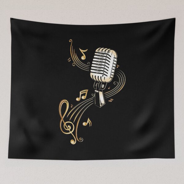 Item preview, Retro microphone with music notes and clef. designed and sold by Christine Krahl.