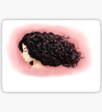 Pegatina Chica rosada del pelo rizado