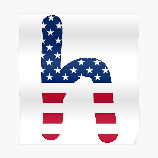 "Letter h Lower Case Alphabet American Flag h Gift" Poster by Shariss