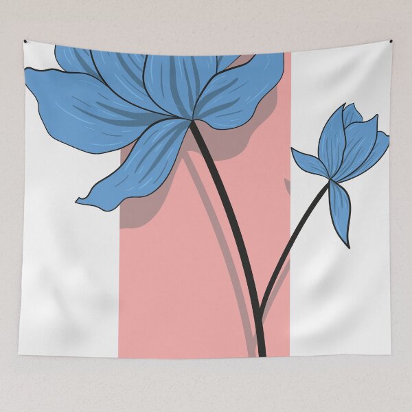 Item preview, Blue flower vector with pink background designed and sold by Aziramada.