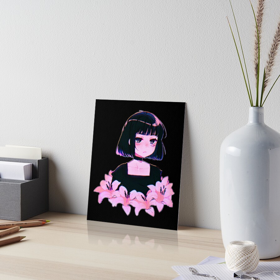 Aesthetic Anime Girl Pfp Sad Japanese Anime Aesthetic Art Board Print By Hbelmous Redbubble