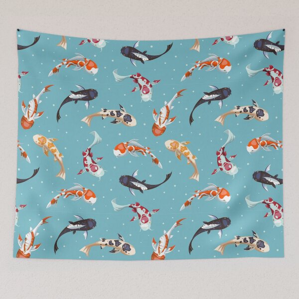Item preview, Fish Seamless Pattern Gold Koi Pattern Wallpaper Design Japanese Fish Illustration designed and sold by Peekonet.
