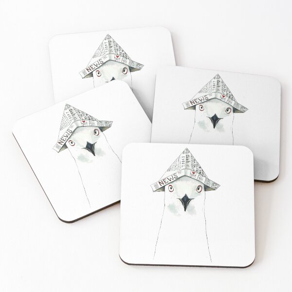 Item preview, Watercolor Seagull wearing a newspaper hat designed and sold by CarolineJordaan.