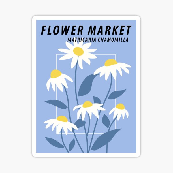 Flower market print, Chamomile, Daisy, Cottagecore decor, Posters aesthetic,  Museum poster, Floral art Sticker for Sale by KristinityArt