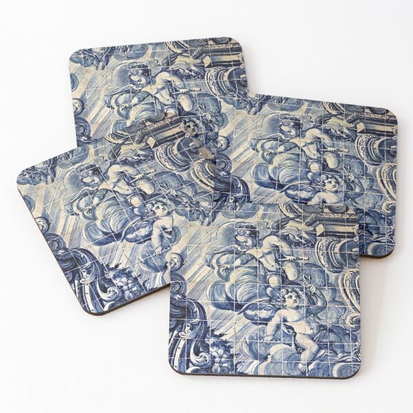 Item preview, Angels Cherubs Heaven Portuguese Antique Tile Panel designed and sold by worldways.