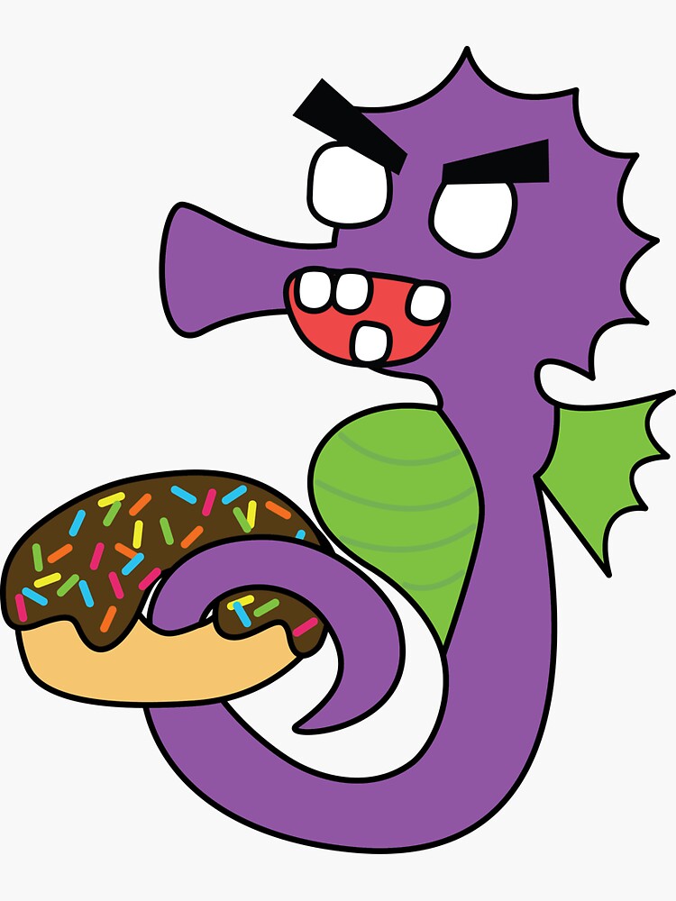 "zombie seahorse dangles a donut" Sticker for Sale by shortstack