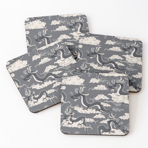 Item preview, Chinese dragons in the sky - black and white designed and sold by space-kitten.