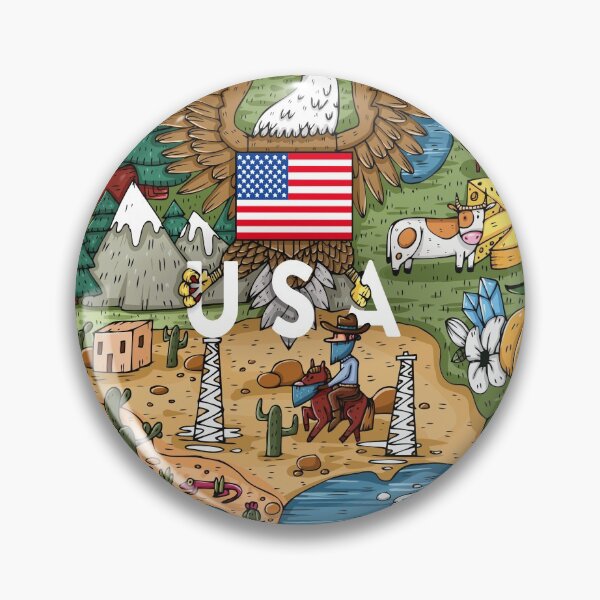 Item preview, Funny Hand Drawn Cartoon USA Map with Most Popular Places Interest Vector Illustration designed and sold by Peekonet.