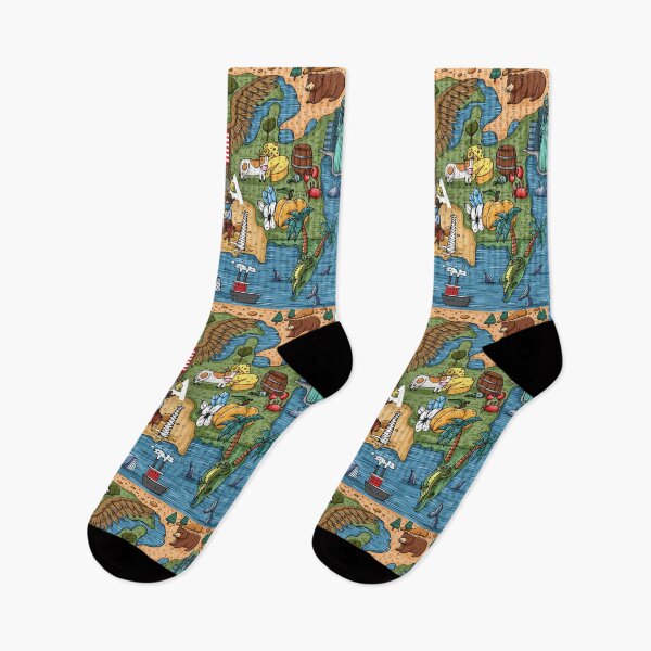 Item preview, Funny Hand Drawn Cartoon USA Map with Most Popular Places Interest Vector Illustration designed and sold by Peekonet.