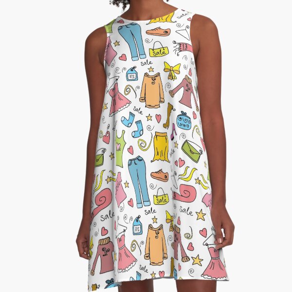 Item preview, Doodle fashion shopping seamless pattern designed and sold by NaumStock.