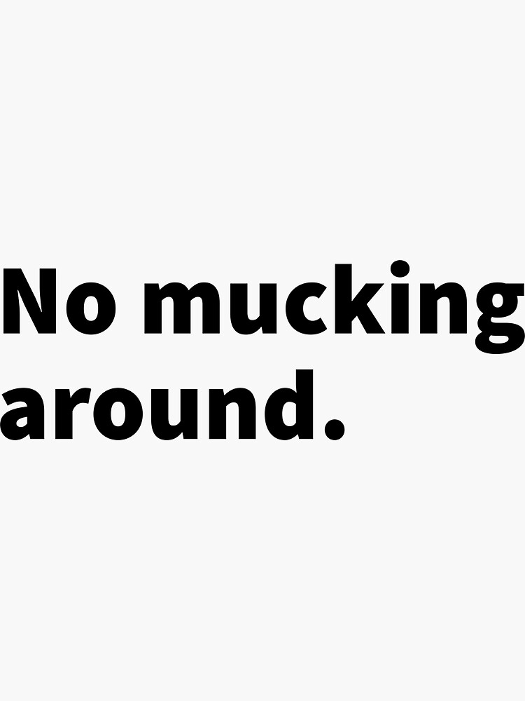 "No mucking around humorous British slang tshirt and sticker
