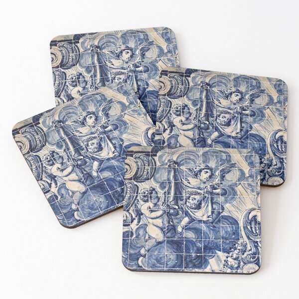 Item preview, Angels Jesus Shroud Portuguese Antique Tile Panel designed and sold by worldways.