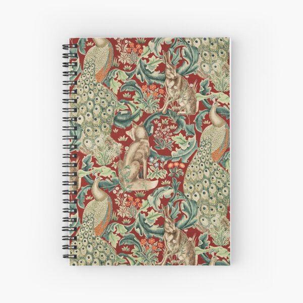 William Morris Craftsman Forest Compilation Motif Vintage Rouge Vin Cahier à spirale