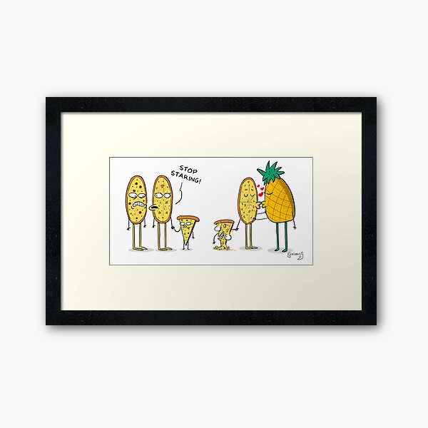 Pineapple Pizza Comic Framed Art Print