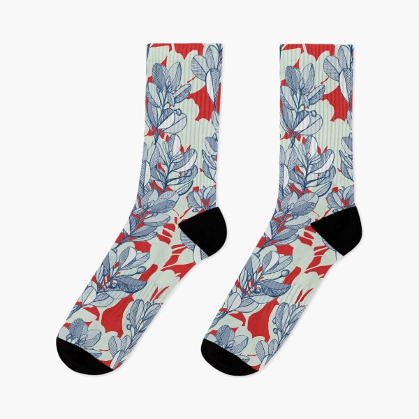 Item preview, Leaf and Berry Sketch Pattern in Red and Blue designed and sold by micklyn.