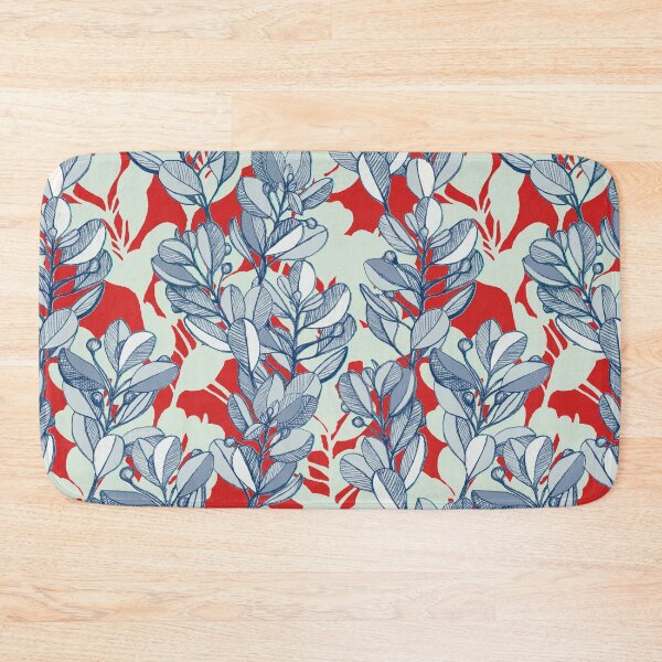Item preview, Leaf and Berry Sketch Pattern in Red and Blue designed and sold by micklyn.