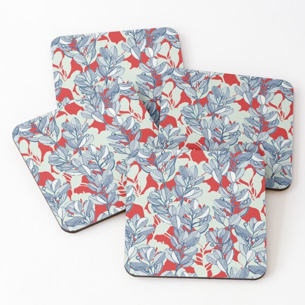 Item preview, Leaf and Berry Sketch Pattern in Red and Blue designed and sold by micklyn.