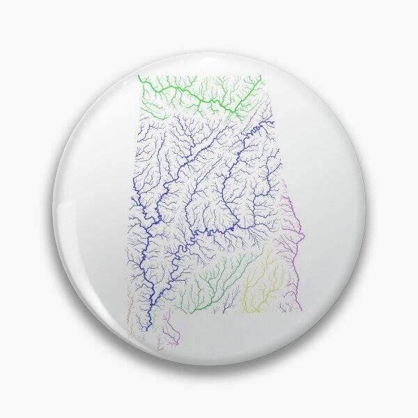 Item preview, Alabama River Basin Map in Rainbow Colours with White Background designed and sold by GrasshopperGeo.
