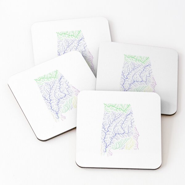 Item preview, Alabama River Basin Map in Rainbow Colours with White Background designed and sold by GrasshopperGeo.