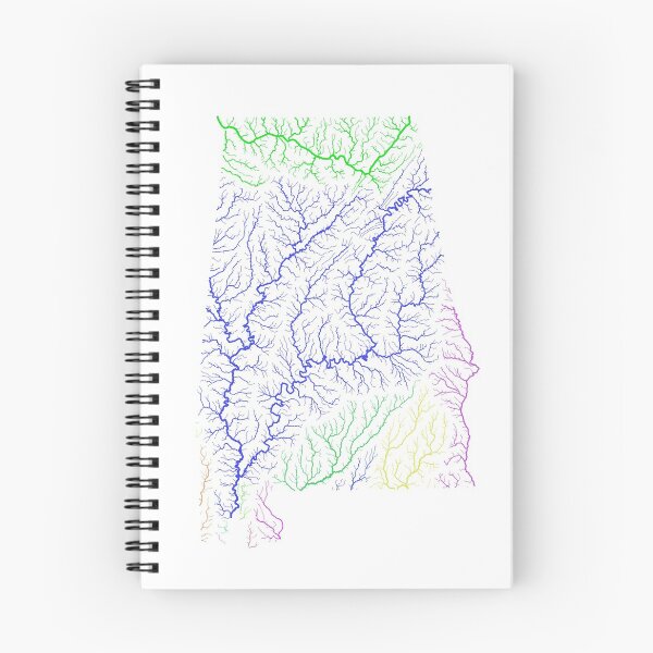 Item preview, Alabama River Basin Map in Rainbow Colours with White Background designed and sold by GrasshopperGeo.