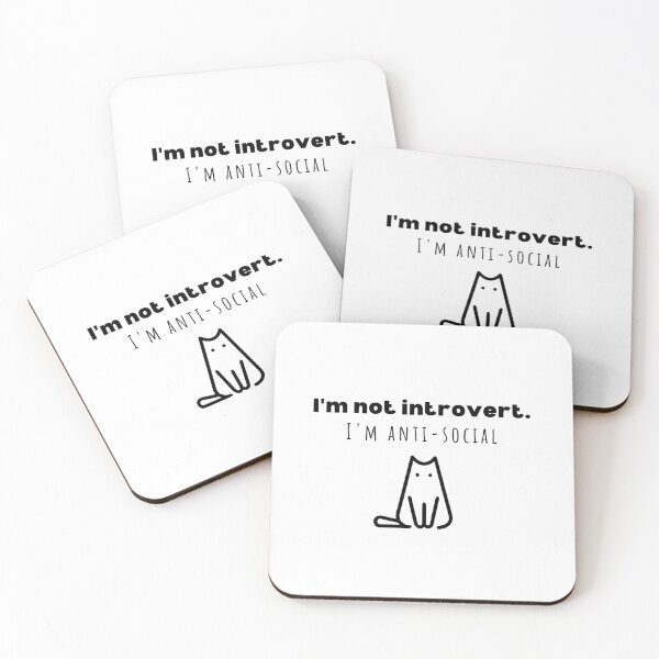 Item preview, I'm Not Introvert. I'm Anti Social with cool cat designed and sold by PuTaTeeShop.