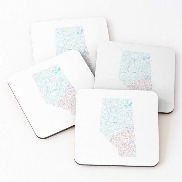 Item preview, Alberta River Basin Map in Rainbow Colours with White Background designed and sold by GrasshopperGeo.