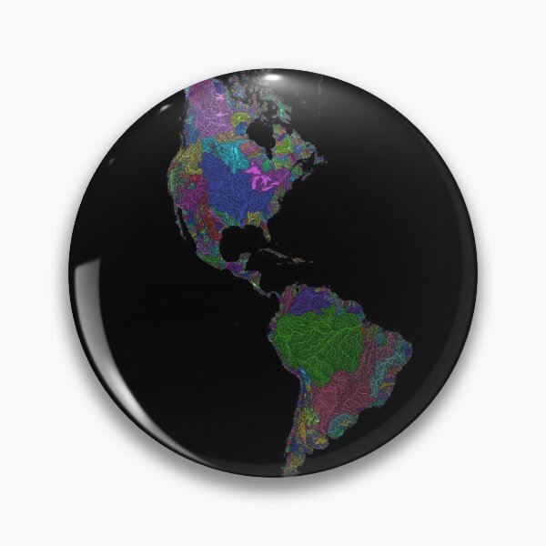 Item preview, The Americas River Basin Map in Rainbow Colours with Black Background designed and sold by GrasshopperGeo.