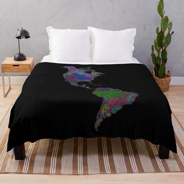 Item preview, The Americas River Basin Map in Rainbow Colours with Black Background designed and sold by GrasshopperGeo.
