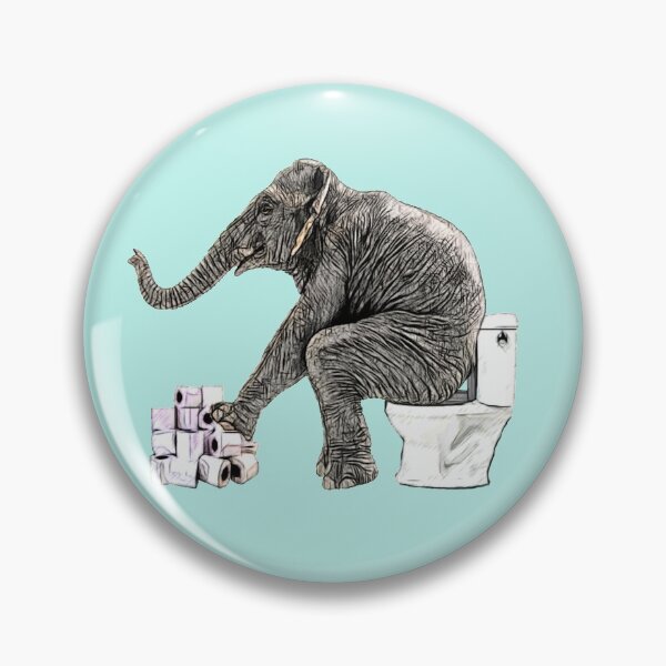 Item preview, Elephant at the toilet, funny,  designed and sold by Collagedream.