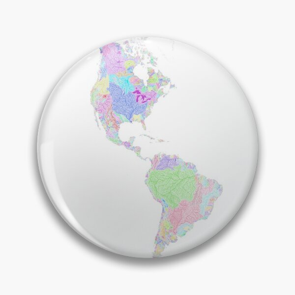 Item preview, The Americas River Basin Map in Rainbow Colours with White Background designed and sold by GrasshopperGeo.