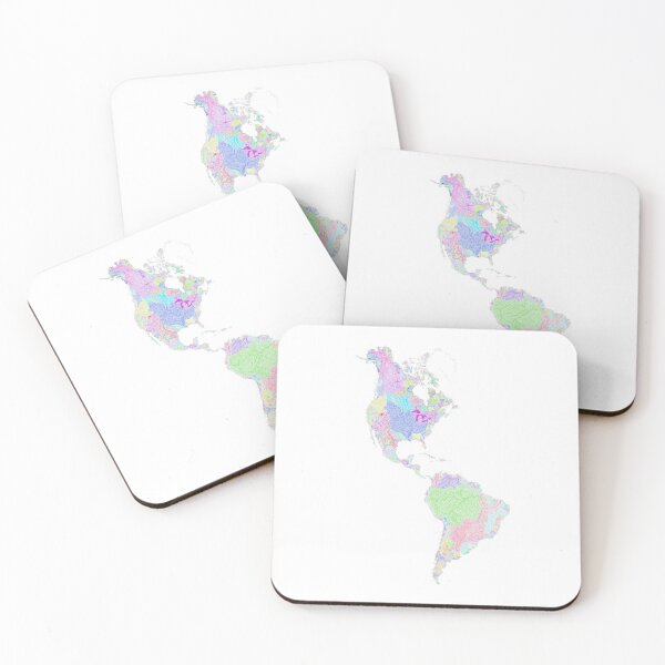 Item preview, The Americas River Basin Map in Rainbow Colours with White Background designed and sold by GrasshopperGeo.