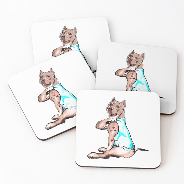 Item preview, Funny Pitbull Dog I Love Mom Tattoo designed and sold by wowart4u.