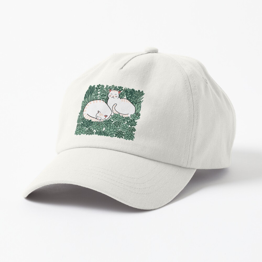 Cats in a succulent garden Cap