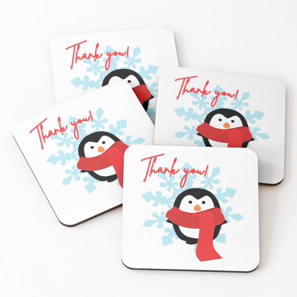 Item preview, Cute thank you design with pinguin with scarf designed and sold by Cuteyness.