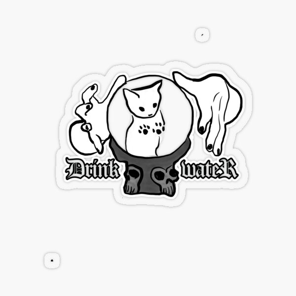 Crystal ball cat says DRINK WATER  Transparent Sticker